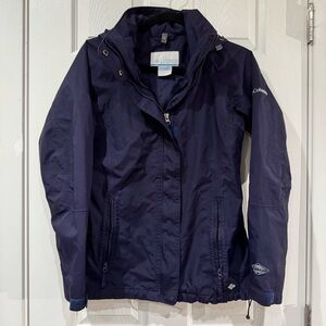 Columbia Omni Tech Women's Waterproof Breathable Navy Rain Jacket Size XS